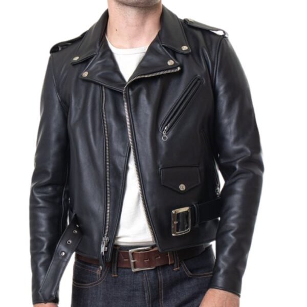 men cowhide leather biker jacket