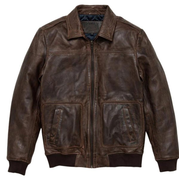 leather bomber jacket with fur collar for men