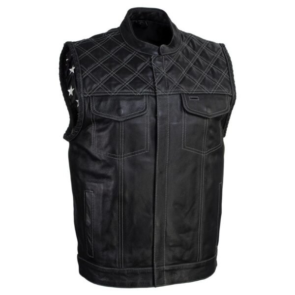 real black leather biker vest