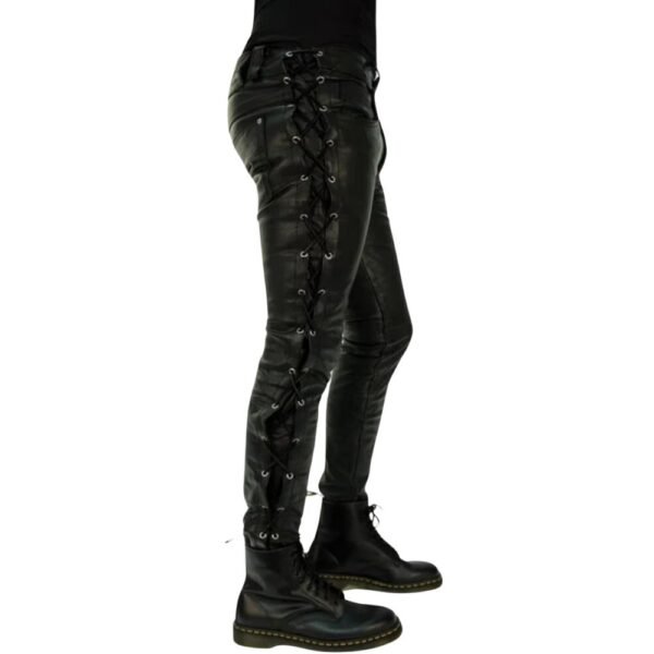 real leather pants with lace up sides