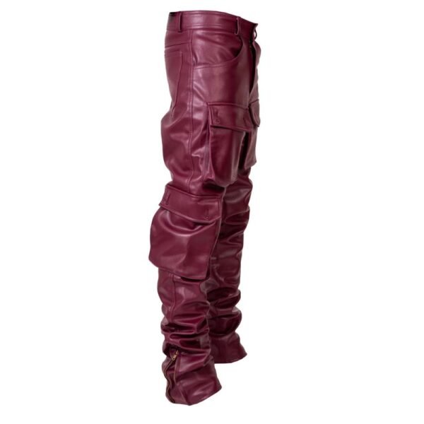 red cargo leather pant