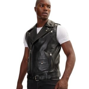 sheepskin leather motorcycle vest