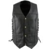 side laced black leather biker vest