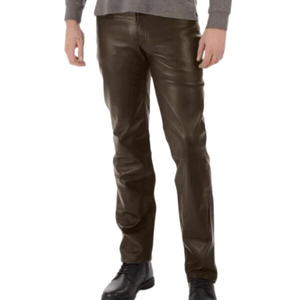 stylish brown leather pants mens