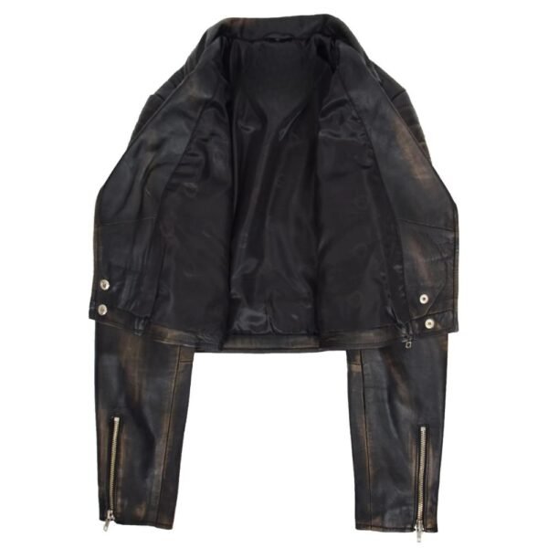 stylish cropped black leather jacket