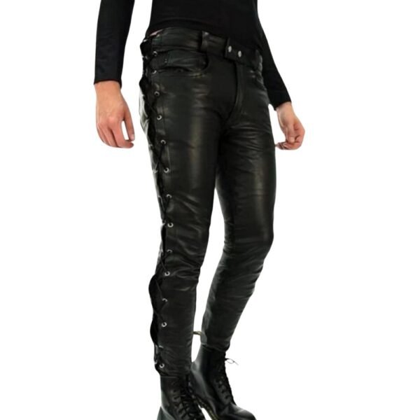 stylish leather pants with lace up sides