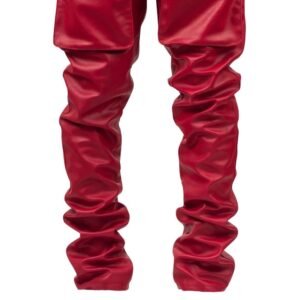 stylish red leather cargo pants