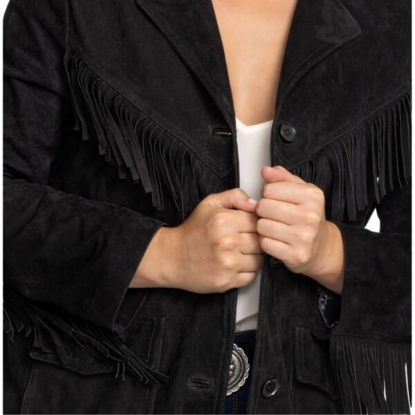 black fringe suede leather jacket