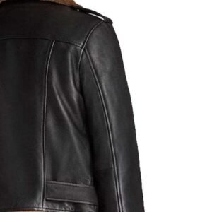 black leather jacket shearling for women