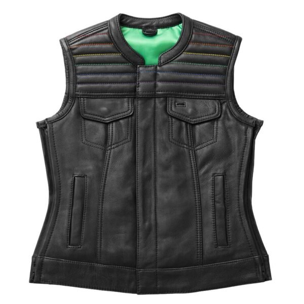 black leather vest womens motorcycle