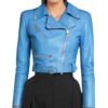 blue leather jackets for women