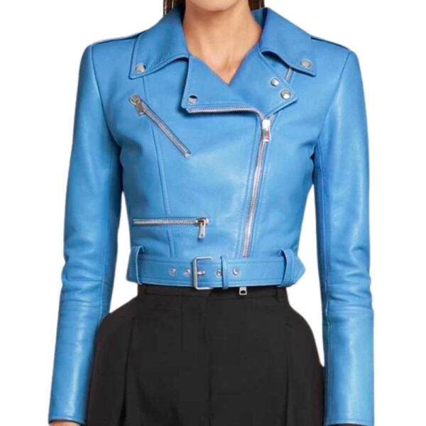 blue leather jackets for women