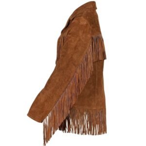 brown fringe suede leather