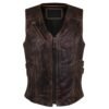 brown leather motorcycle vest