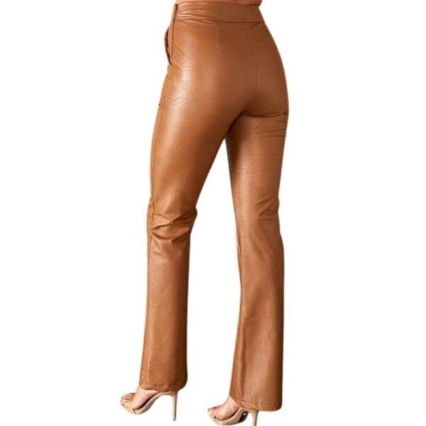 brown leather pants outfit woman