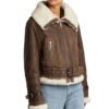 brown shearling jacket women's