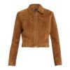 brown suede cropped jacket