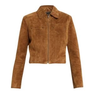 brown suede cropped jacket