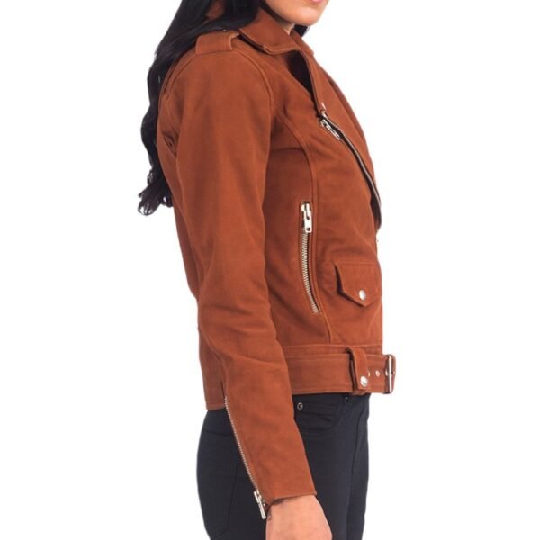 brown suede leather biker jacket