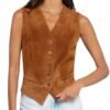 brown suede leather vest