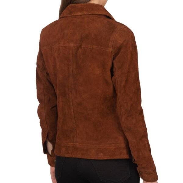 brown suede trucker jacket womens