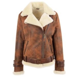 chic leather and sherpa jacket women's