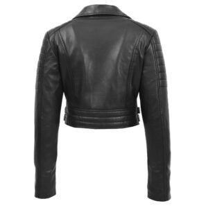 crop top with leather jacket