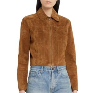 cropped brown suede jacket