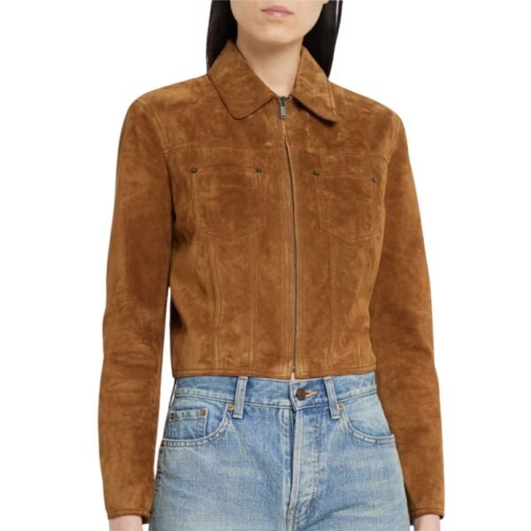 cropped brown suede jacket