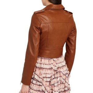 cropped leather biker jacket women