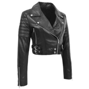 cropped leather jacket for women