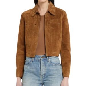 cropped suede moto jacket