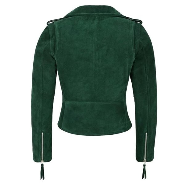 dark green suede moto jacket