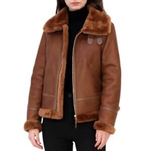 Elegant Shearling Lined Leather Jacket