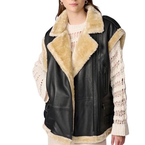 faux fur and leather vest