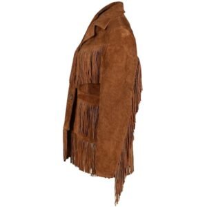 fringe leather jacket women