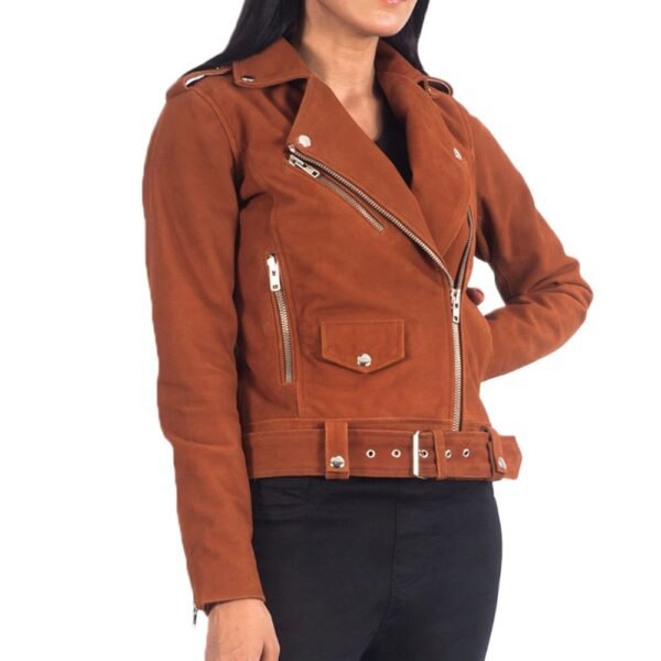 genuine suede leather biker jacket