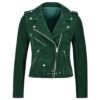 green suede moto jacket