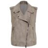 grey leather motorcycle vest