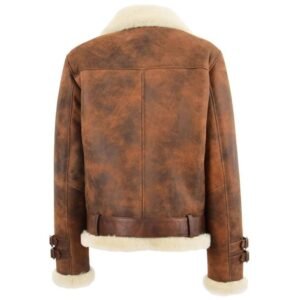 leather sherpa fur jacket for women