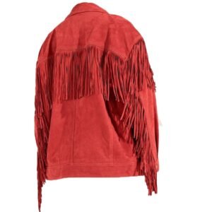 red fringe suede jacket