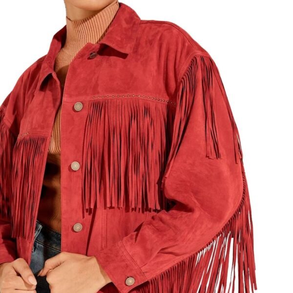 red fringe suede jacket