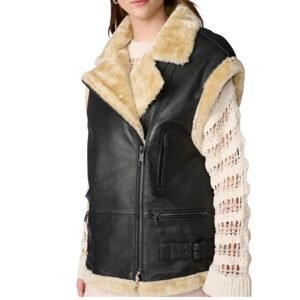 sheepskin leather fur lined vest