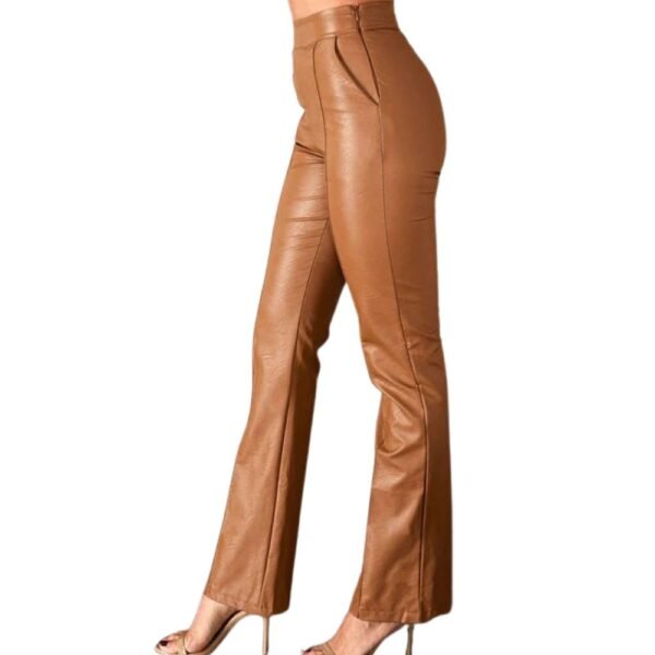 stylish brown leather pants outfit woman