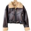 stylish cropped leather sherpa jacket