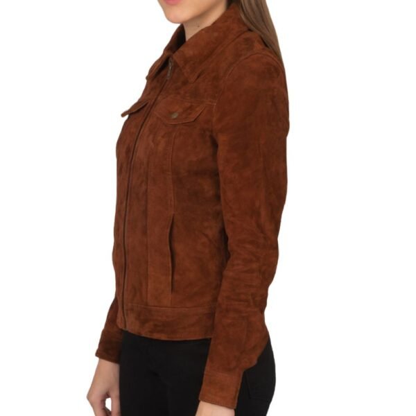 suede trucker jacket brown