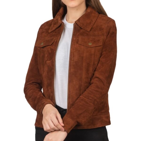 vintage brown suede trucker jacket