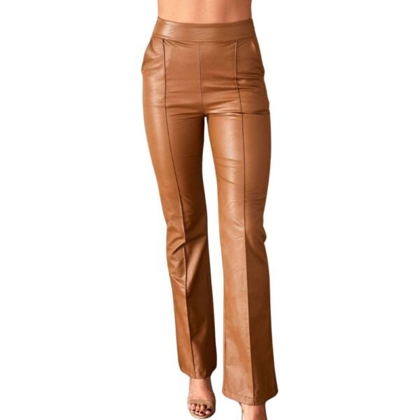 women leather brown pants