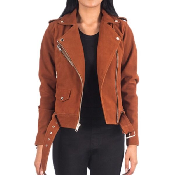 women suede leather biker jacket