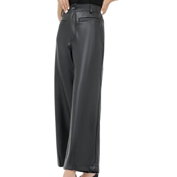 women's black leather pants